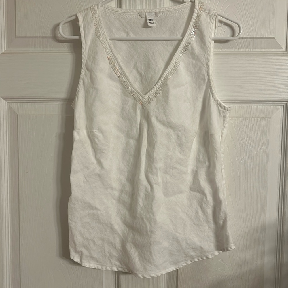 H & M white beaded tank